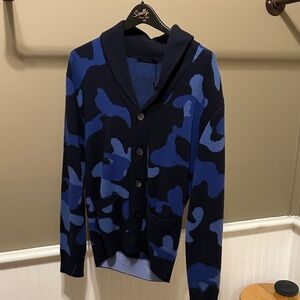 Greyson Blue and Black Camouflage Cardigan